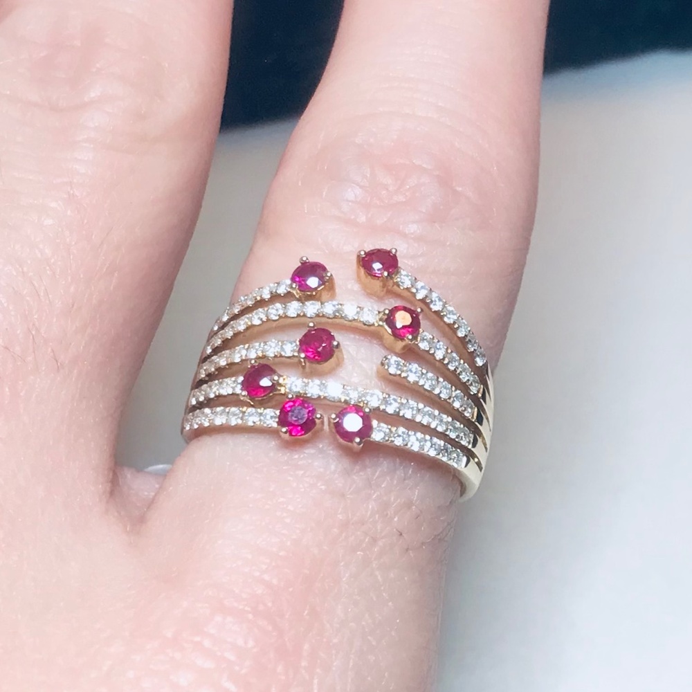 ⭐️ HOST PICK⭐️ 14K Yellow Gold Genuine Ruby & Diamond Ring - Picture 11 of 15